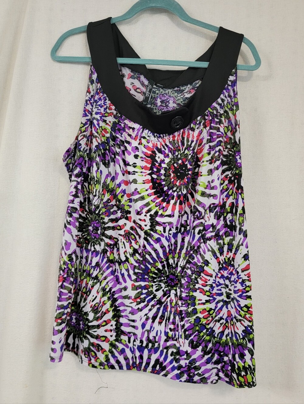 Milano Purple Multi-Color Burst Print Tank with Black Trim